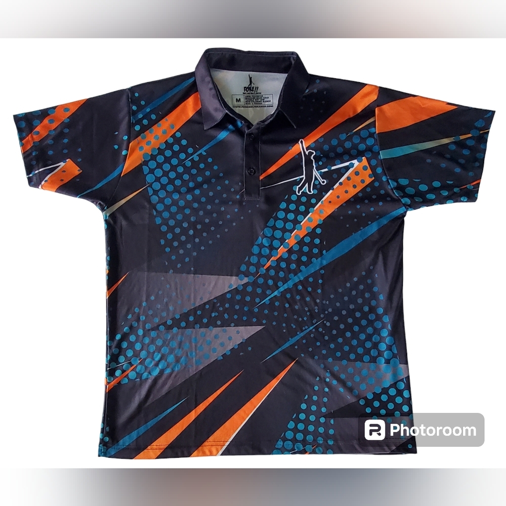 Fore!! Brand Polo Golf Shirt Mens Size Medium Colorblock Geometric Loud Colorful